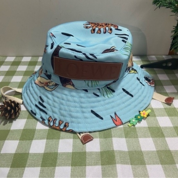 LOEWE Blue Printed Bucket Hat with Logo Band - Picture 1 of 4